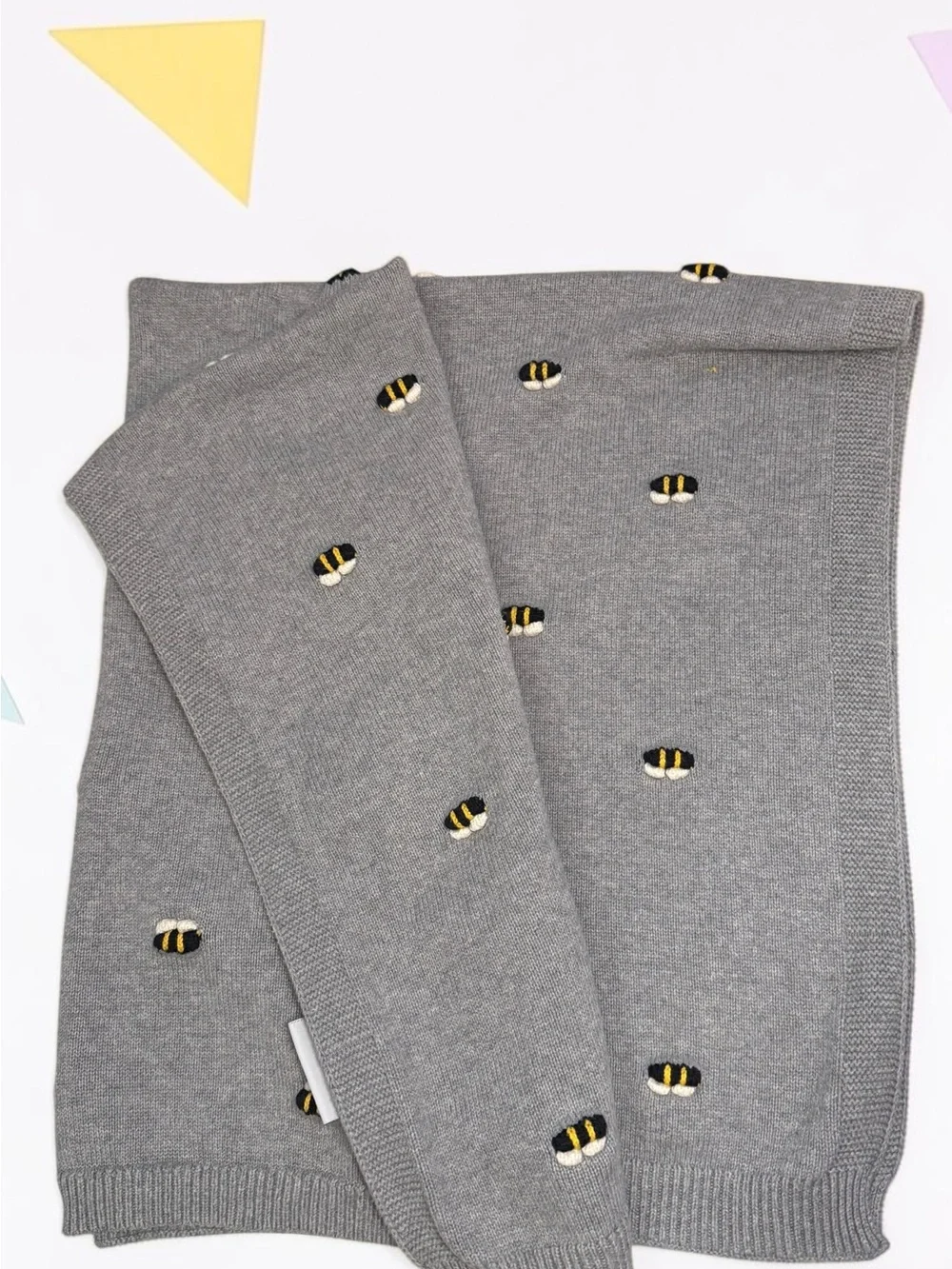 Gray Kids Bee Knit Blanket - Unbranded